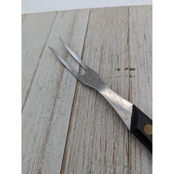 Vintage Stanley Meat Turning Fork 2 Prong 9" Black Handle - Picture 2 of 7
